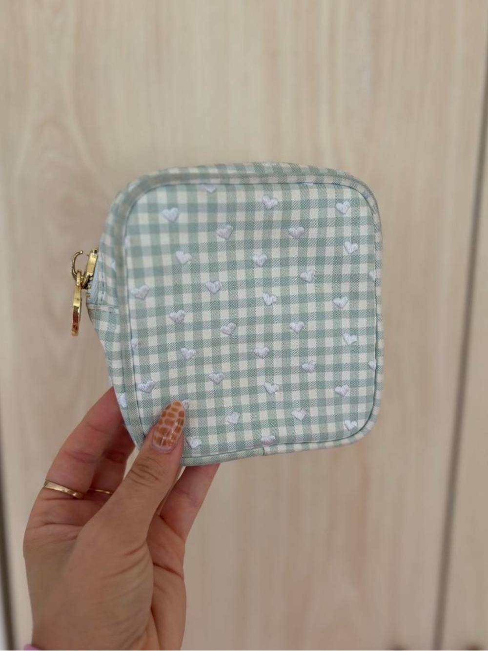 Stoney Clover Lane Sweet Summer Mini Pouch in green gingham